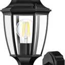 Lamomo Motion Sensor Outdoor Lights, Dusk to Dawn Outdoor Lighting, Exterior Aluminum Waterproof Porch Lights for Patio Front Door Garage1 Pack (Black)