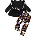ZAANTI Baby Toddler Girl Clothes Long Sleeve Ruffle Bow Top Girls' Clothing Sets&Floral Print Pants Fall Winter Outfit 12M-18 M