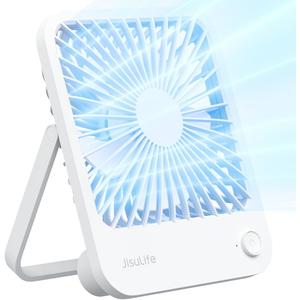 JISULIFE Desk Fan Battery Rechargeable, 4500mAh 180Foldable Portable Personal Fan, 4 Speeds Adjustable Long Battery-life for Home Office Travel Outdoor Gifts for Women Men-White