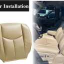 NLQR Tan Driver & Passenger Bottom & Top Lean Back Replacement Leather Seat Covers & Driver Side Foam Cushion fit for Chevy GMC Tahoe Suburban Avalanche Yukon Silverado Sierra 2003 2004 2005 2006