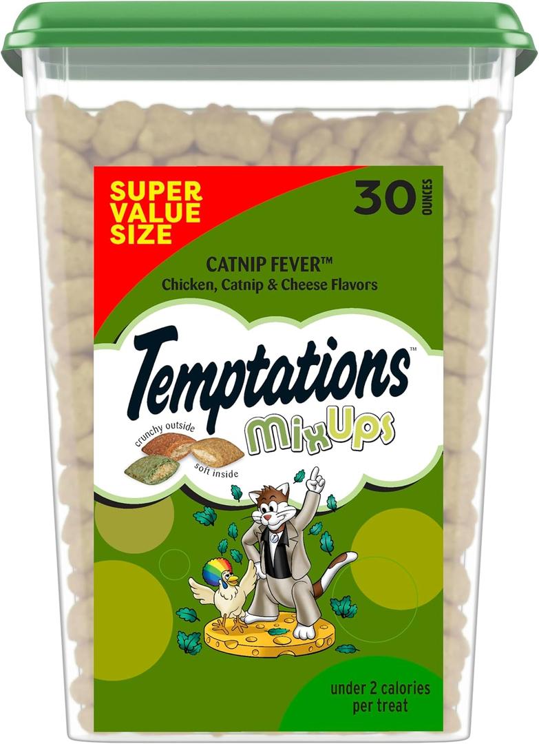 Temptations MixUps Catnip Fever Flavor Crunchy and Soft Cat Treats, 30 oz. Tub (1.88 Pound (Pack of 1))