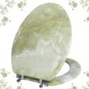 Elongated Toilet Seat Natural Wood Toilet Seat with Zinc Alloy Hinges, Easy to Install also Easy to Clean, Anti-pinch Marble Toilet Seat by Angol Shiold (Elongated, Green Marble)