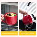 2 x Ceramic Soup Bowl with Handle 32oz Microwave Ramen Bowl with Lid, Soup Mugs & Cups for Cereal, Oatmeal, Ramen, Instant Noodle, Soup Container with Lid - Set of 2 (Red)
