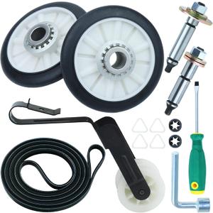 [Upgraded] 4392065 Dryer Repair Kit with 349241T Drum Roller Kit 691366 Idler Pulley 341241 Dryer Belt WPW10359269 and WPW10359270 Set Assembly Tool Kit for Whirlpool Kenmore Maytag Dryers