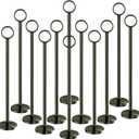 Urban Deco 12PK Table Number Holders Place Card Holders 12 Inch Table Card Holders Steel Card Holders for Photos, Food Signs, Memo Notes, Weddings, Restaurants, Birthdays (Nickel Black)