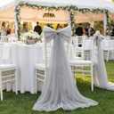 Zeyune Giant Mesh Bow Wedding Decoration Extra Large Bow Coquette Room Decor Hanging Backdrop for Wedding Door Arch Birthday Baby Shower Bachelorette(Silver,55.12 x 25.59 Inch)