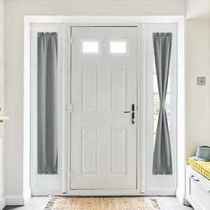 NICETOWN Grey Linen French Door Curtains, Privacy 100% Blackout Window Curtains Panel, Front Door Shade for Window Covering for Bedroom, W25 x L40 Inch, 1 Panel, Grey