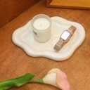 CCINPPY Ceramic Jewelry Tray Trinket Dish, Decorative Cloud Vanity Key Tray for Women, Ring Holder Dish, Cute Jewelry Plate Bowl Room Decor Aesthetic, White, Large