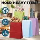 BAG BOX 100 Pack Medium 8.25x4.3x10.6 Inch Blue Kraft Paper Gift Bags with Handles for Bulk Shopping, Retail, Craft, Party Favors, Wedding, Grocery & Sacks