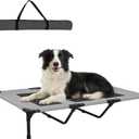 Large Dog Bed, Raised Pet Cot for Medium and Large Dogs, Cooling Breathable Mesh, Durable Sturdy Frame, Washable Cover, Portable and Easy to Assemble Indoor/Outdoor Pet Bed, Grey, L