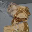 Dimatic 50 PCS Stretch Sequin Chair Sashes Chair Stretchy Spandex Bands for Wedding Reception Events Banquets Chairs Decoration (Champagne)