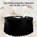 10 Pack Black Round Spandex Tablecloths for 60in Tables, 120 Inch Stretch Fitted Table Skirts, Wrinkle-Free Washable Polyester Covers for Wedding, Banquet & Party, 10 pcs