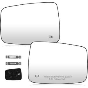 Youxmoto Mirror Glass Replacement 2009-2018 Fit for Dodge Ram 1500 2500 Driver Left and Passenger Right Side View Mirror Glass Heated, With Back Plate, Fit for 68079363AA 68079362AA (1 Pair (Left+Right))