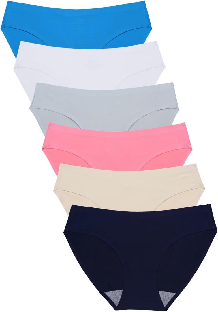 Wealurre Seamless Underwear Invisible Bikini No Show Nylon Spandex Women Panties (S)