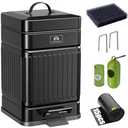 Amoowis Small Trash Can with Lid, 1.3Gal Stainless Steel Dog Poop Trash Can Outside, Waterproof & Odor Control, 5L Cat Litter Trash Can, Dog Waste Station with Foot Pedal, Garbage Can for Backyard