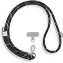 RhinoShield Braided Crossbody Phone Lanyard | Additional Loop to Hang Airpods, Recycled Materials (Landyard Card Included) (Black)