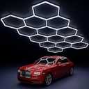 MODERN 14 Hexagon LED Garage Light 6500K, 61560 Lumens, Honeycomb Design, 14-Grid System, Octagon Shop Light for Workshop, Gym, Warehouse & Car Wash (White, 57-Pack)