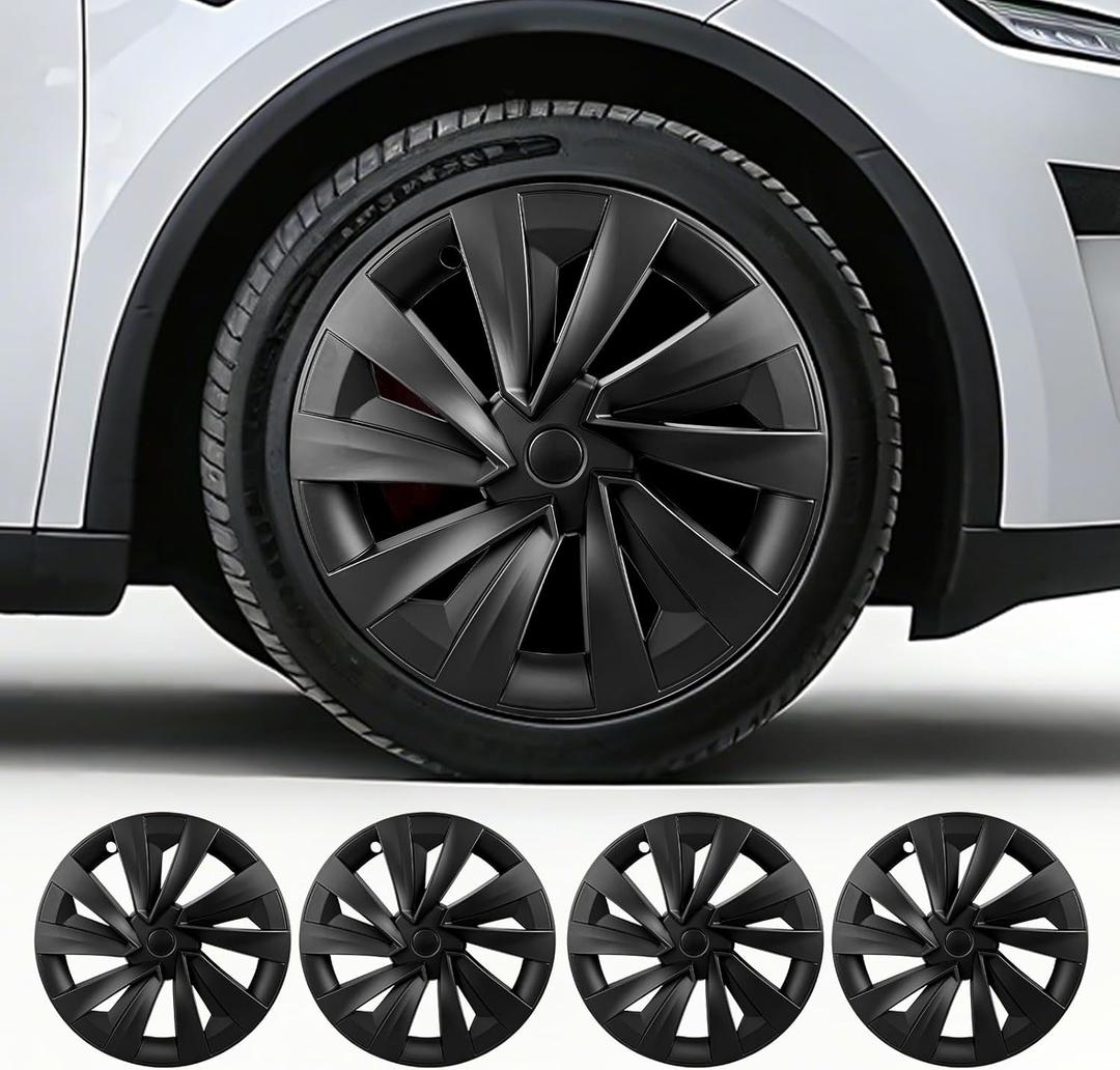 4PCS Wheel Covers for New Tesla Model Y Juniper 19 inch 2025-2026, Hubcaps Fits for Tesla Model Y Juniper, Rim Cover Protector Wheel Cover,Matte Black