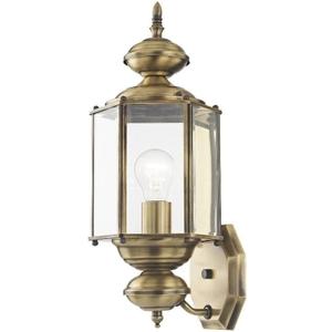 Livex Lighting 2006-01 Outdoor Wall Lantern with Clear Beveled Glass Shades, Antique Brass
