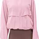 Locachy Women's Lightweight Zip Up Athletic Jacket Stand Collar Windproof Sun Protection Workout Outdoor Jacket (Pink, S)