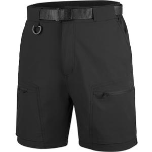 FREE SOLDIER Men's Cargo Hiking Shorts with Belt Lightweight Quick Dry Tactical Shorts with Pockets for Casual Work Golf (40W x 10L, Black)