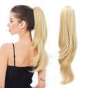 Ponytail Extension,Hair Extension Ponytail 20" Long Claw Hair Extension Synthetic Wavy Straight Hairpieces Ponytail Clip in Ponytail Wig Daily Fluffy Pony Tail for Women(Light Honey Blonde)