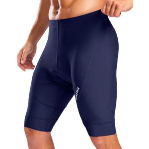 Bikewa Men's Cycling Shorts with Silicone Leg Grippers Padded Bike Bicycle Biking Shorts for Men No Pockets (X-Large, Navy)
