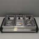 Elite Gourmet EWM-6171 Triple 3 x 2.5 Qt. Trays, Buffet Server, Food Warmer Temperature Control, Clear Slotted Lids, Perfect for Parties, Entertaining & Holidays, 7.5 Qt Total, Stainless Steel