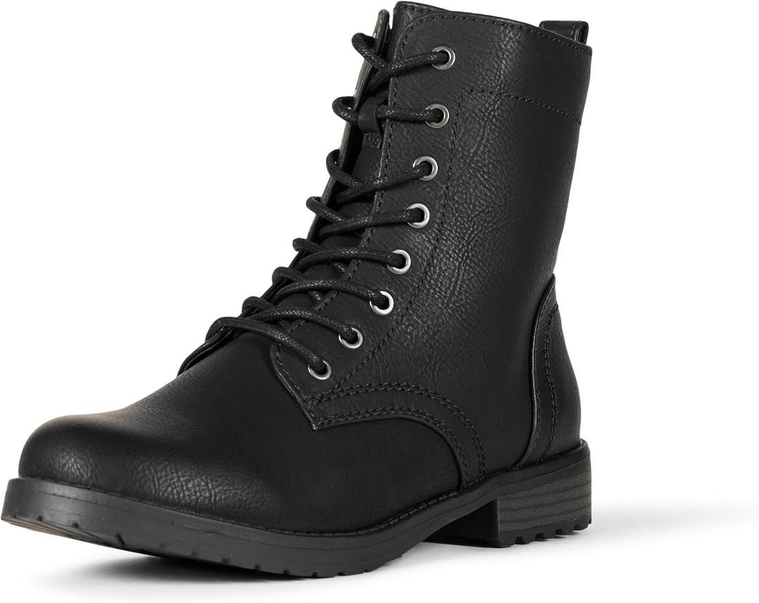 Amazon Essentials Women's Lace-Up Combat Boots (8, Black)