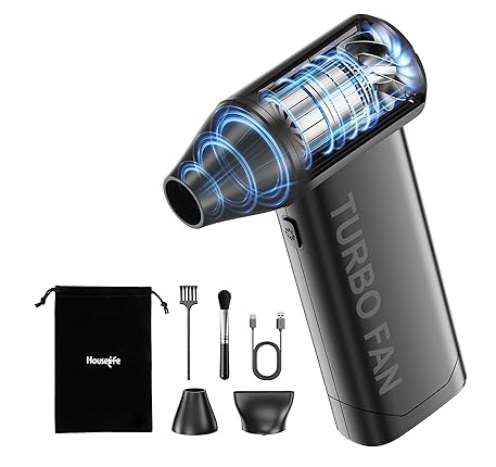 Houselife Cordless Electric Air Duster for Computers & Electronics, Handheld 150,000 RPM Turbo Blower with Brushless Motor, 3Speed Portable Air Duster for Keyboard, PC, Laptop, Camera Lens Cleaning