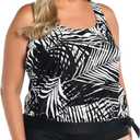 Maxine of Hollywood Women's Side Tie Scoop Neck Banded Tankini Swimsuit Top (14)