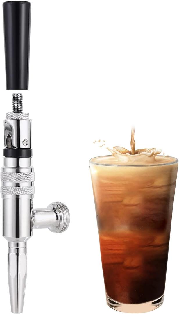 Nitro Tap Stout Faucet, All Stainless Steel Nitrogen Draft Beer Tower Cold Brew Nitro Kegerator Draught Keg Tap with Homebrew Standard Beer Faucet Handle