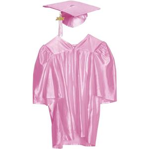 Shiny Child Graduation Cap, Gown, Tassel and 2025 Charm Set, Kindergarten Graduation and Kids Preschool (Medium, Pink)