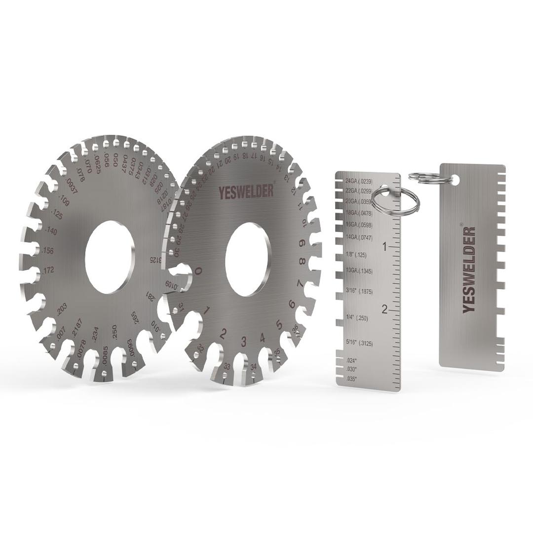 YESWELDER Round Dual Sided Metal Sheet Gage & Metal Sheet Thickness Gauge 2pcs Stainless Steel Wire Welding Gauge 2-Packs
