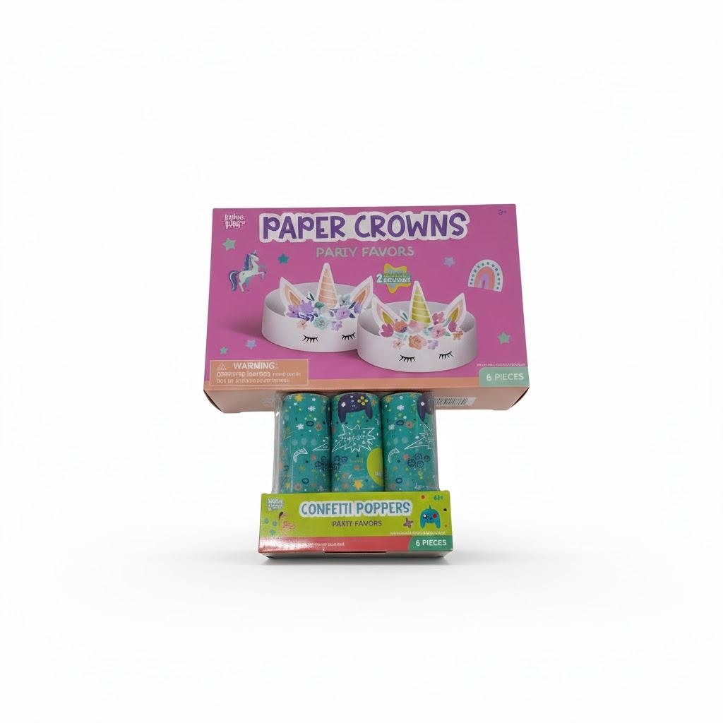 Party Set Paper Crowns & Confetti Poppers