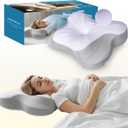 Talc-Free Cervical Memory Foam Pillow for Neck and Shoulder, Butterfly-Shaped Ergonomic Breathable Pillow for Side Back Stomach Sleepers with Pillowcase, Skin-Friendly Fabric