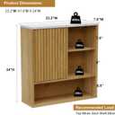 Bathroom Cabinet Wall Mounted Fluted, Modern Medicine Cabinet Over The Toilet Storage Cabinet Faux Marble Top with Adjustable Shelf, Wood Wall Mounted Storage Cabinet Organizer(Oak, Medium)