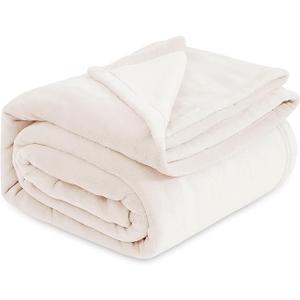 Bedsure GentleSoft Fleece Throw XL Blanket Cream - 300GSM Soft Lightweight Plush Cozy Blankets for Bed, Sofa, Couch, Travel, Camping, 50x70 inches