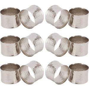 ITOS365 Handmade Round Hammered Silver Napkin Rings Holder for Dinning Table Parties Everyday, Set of 12