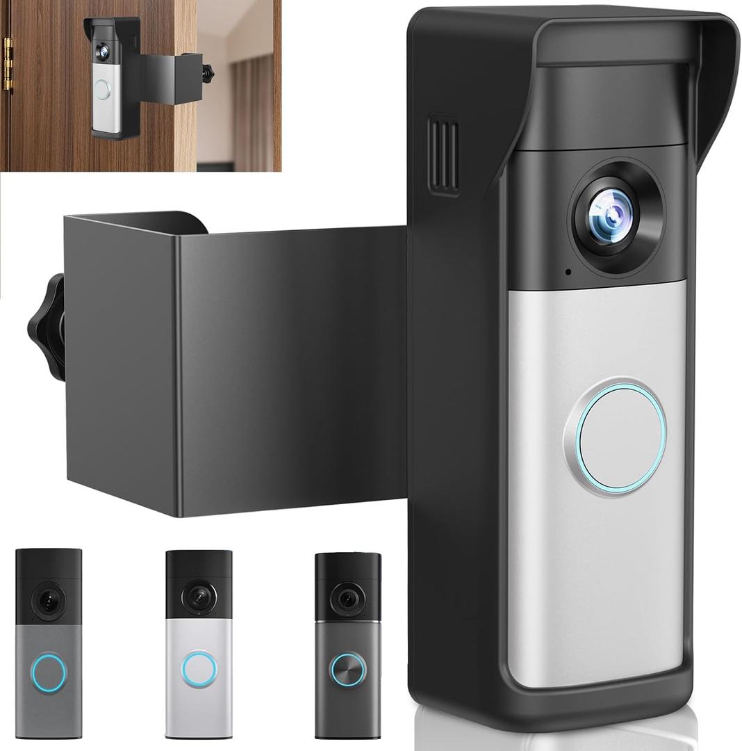 Anti-Theft Doorbell Mount Compatible with Ring Newest 2026 Battery Doorbell/Plus/Pro, No Drill Wireless Video Camera Doorbell Bracket with Rain Cover for Apartment Rental, Not for Security Door