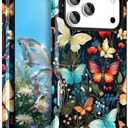 Hocase Heavy Duty Case for iPhone 17 Pro 6.3"", Joyful Butterfly | Shockproof Protection Soft Silicone Rubber+Hard Plastic Bumpers Hybrid Protective Case for Women & Girls