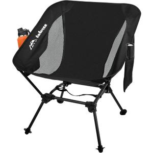 Folding Camping Chairs, Adjustable Backpacking Chair, Portable Beach Chair with Side Pockets, Compact Lawn Chairs for Adults, Travel, Beach, Hiking (Black)