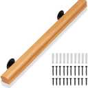 3 FT Stair Railing Indoor Wood, Sturdy Hand Rails for Indoor Stairs, Non-Slip Stair Handrails for Corridor, Lofts, Patio, Kindergarten, Wall Mounted Staircase Grab Bar for Elderly (Burlywood 3FT)