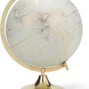 Abbott Collection 57-LATITUDE-02-LG Spinning Large Decorative Globe, Ivory/Gold, 18" H