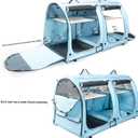 Mispace Portable Twin Compartment Show House Cat Cage/Condo - Easy to Fold & Carry Kennel - Comfy Puppy Home & Dog Travel Crate with Portable Carry Bag/Two Hammocks/Mats and Collapsible Litter Box