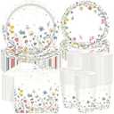 Ziliny 250 Pcs Wildflower Party Decorations Include Spring Summer Floral Paper Plates Napkins and Cups for Wildflower Baby Shower Tea Decorations, Serve 50 Guest (Colorful, Floral Style)