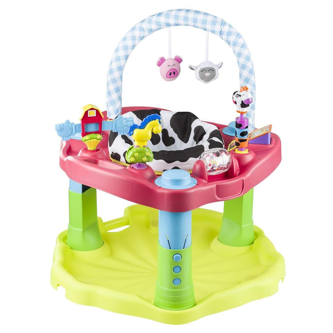 Evenflo Exersaucer Moovin & Groovin Activity Center, 25x30x30 Inch (Pack of 1) (Green/Yellow)