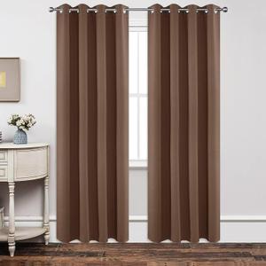 Joydeco Blackout Curtains 72 Inch Length 2 Panels Set, Thermal Insulated Long Curtains& Drapes 2 Burg, Room Darkening Grommet Drapes for Living Room Bedroom Window (W42 x L780 Inch, Brown)