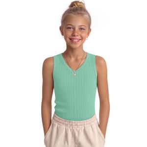 LessonZoo Girls' Tank Tops Sleeveless Shirts, Mint Green, 13-14 Years