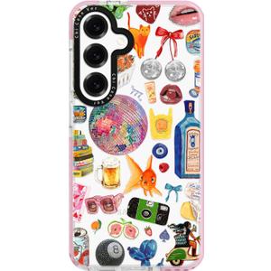 for Samsung Galaxy S24 Ultra Case, Retro Party Collage Pattern with Disco & Gin, Military-Grade Drop Protection, Pop Art Disco Soft Slim TPU Protective & Camera Protection for Girls (LightBalls)